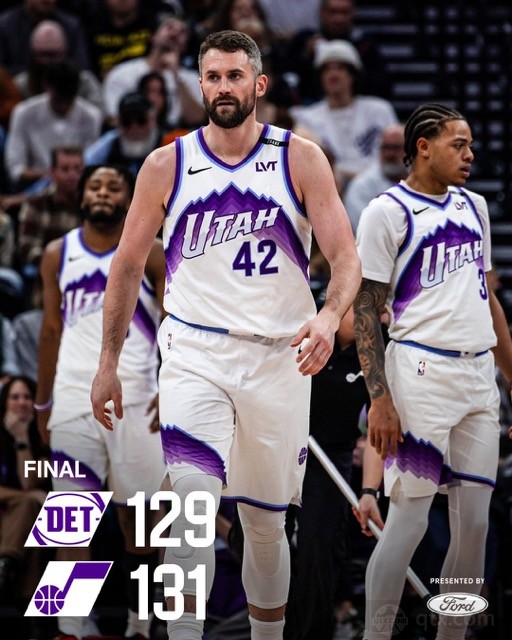 活塞客场129-131惜败爵士