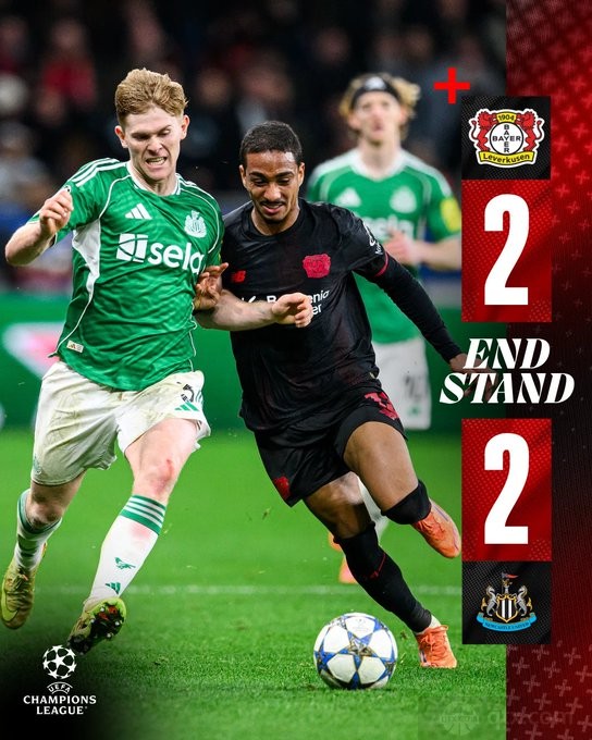 勒沃库森2-2纽卡斯尔联