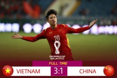 越南男足3-1胜中国国足全场数据评分 颜骏凌5.9分全场最低