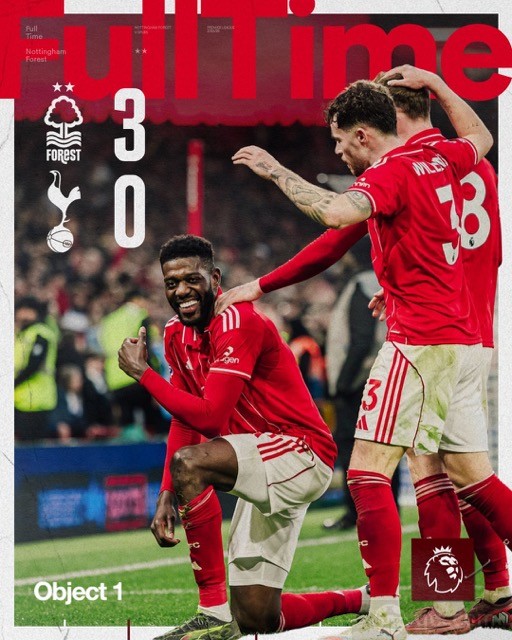 诺丁汉森林3-0热刺