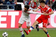 世界杯热身赛 俄罗斯1:1战平土耳其 萨梅多夫破门马尔勒扳平