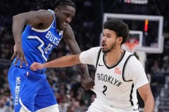nba常规赛篮网111-105逆转雄鹿 字母哥缺阵约翰逊29分