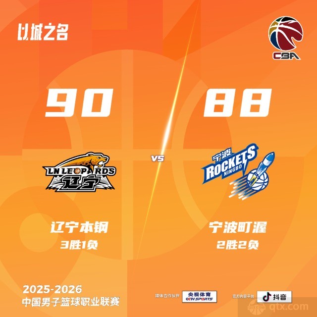 辽宁男篮主场90-88险胜宁波男篮