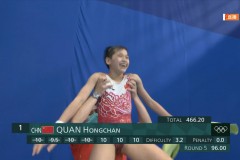跳水女子十米台中国队包揽金银 全红婵三跳满分夺金