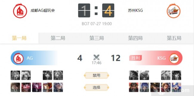 2022kpl夏季賽卡位賽成都AG超玩會 vs 蘇州KSG第一局