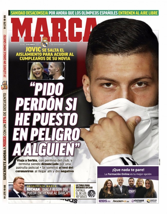 西班牙媒体认为约维奇处境麻烦