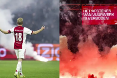 阿贾克斯vs格罗宁根比赛中断 球迷在看台放烟花并投掷照明弹