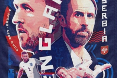 英格兰公布与塞尔维亚比赛海报 球队前锋哈里凯恩与索斯盖特组成封面主体