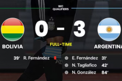 世预赛赛况：阿根廷3-0十人玻利维亚 天使2助攻恩佐塔利亚菲科冈皇进球