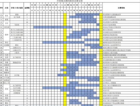 最新全运会赛程安排