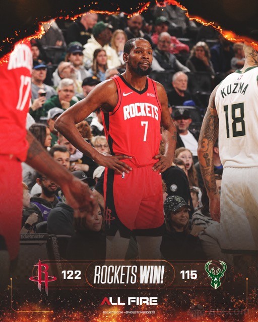 火箭客场122-115力克雄鹿