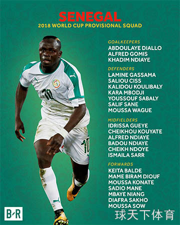 塞内加尔公布俄罗斯世界杯23人大名单 马内领衔