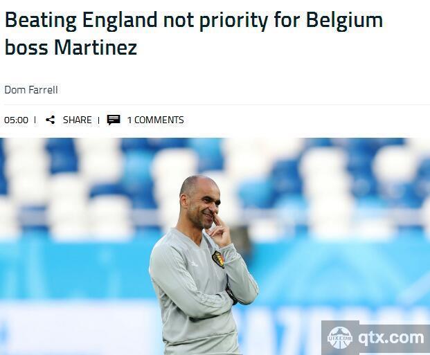 比利时主帅下定论：赢英格兰非首要任务 保护球员最重要