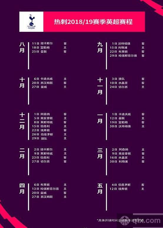 热剌2018/19赛季英超联赛主场重要比赛