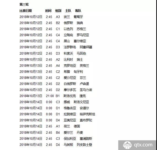 欧洲国家联赛第三轮赛程 欧洲国家联赛第三轮比赛时间