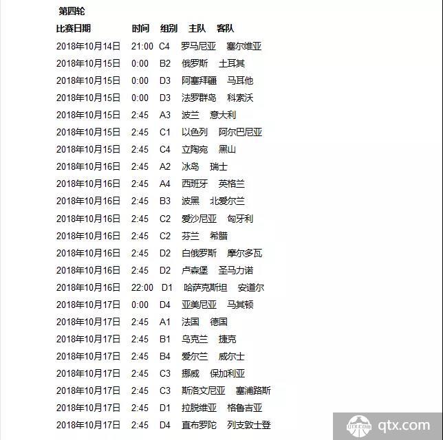 欧洲国家联赛第四轮赛程 欧洲国家联赛第四轮比赛时间