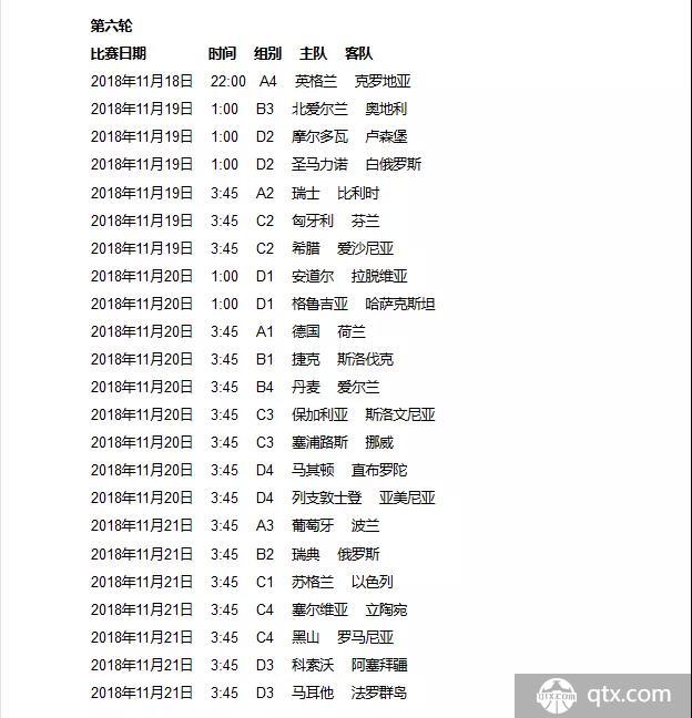 欧洲国家联赛第六轮赛程 欧洲国家联赛第六轮比赛时间